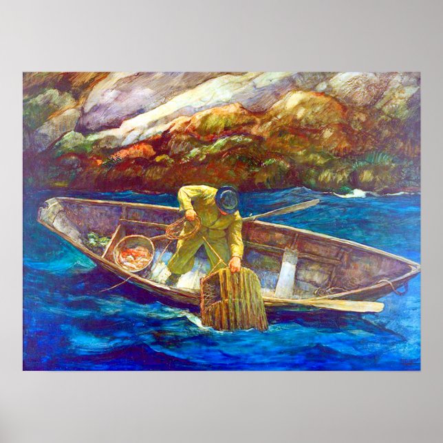 Póster Hombre langosta de Deep Cove N. C. Wyeth ca. 1938 (Frente)
