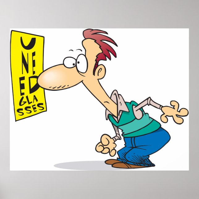 Póster Hombre leyendo un gráfico de ojos (Frente)