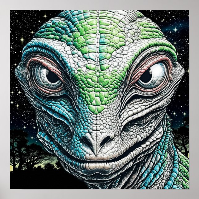 Póster Hombre Lizard Rebelde Ser Extraterrestre Extranjer (Frente)
