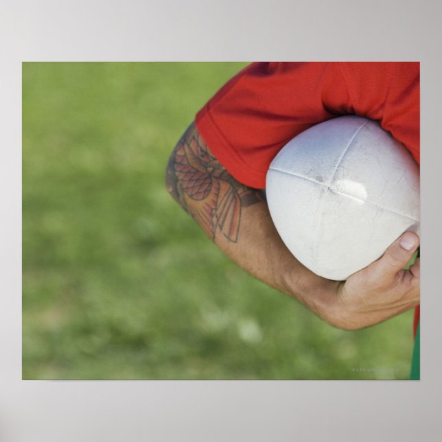 Póster Hombre llevando una bola de rugby (Frente)