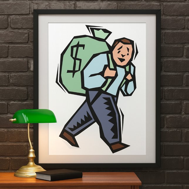 Póster Hombre llevando una gran bolsa de dinero (Subido por el creador)