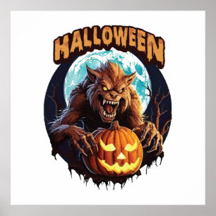 Póster Hombre Lobo de Halloween