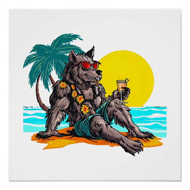 Póster hombre lobo de vacaciones (Anverso)