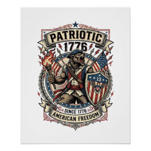 Póster Hombre lobo patriota Patriota Horror Monstruo Patr