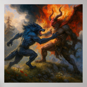 Póster Hombre Lobo se Encuentra con Krampus