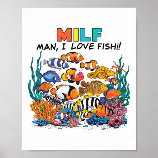 Póster Hombre Me Encanta La Diversión Del Acuario De Pece