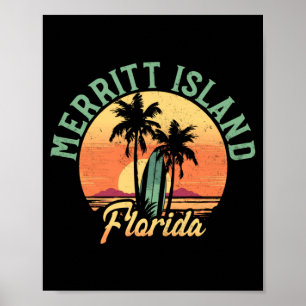 Póster Hombre Merritt Island Florida Retro Surfista Vinta