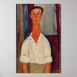 Póster Hombre modigliani con camiseta blanca e imagen de 
