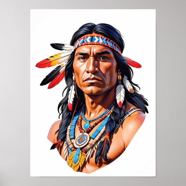 Póster Hombre nativo americano indio (Frente)