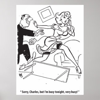 Póster Hombre persiguiendo a una mujer, divertida cosecha