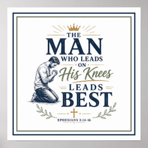 Póster Hombre Que Lidera De Rodillas Cita Espiritual