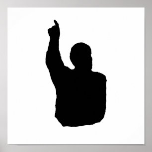 Póster hombre que señala encima de sombra