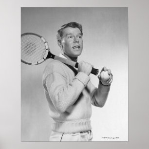 Póster Hombre que sostiene la estafa de tenis