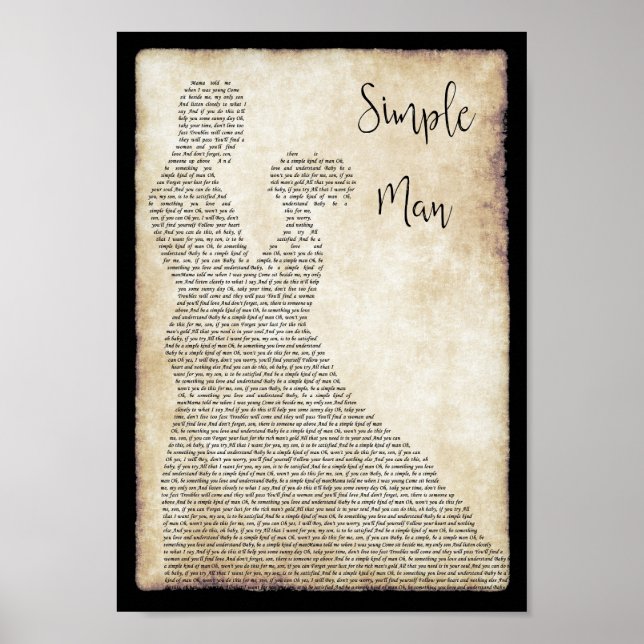 Póster Hombre sencillo canción canción letra de hombre mu (Frente)