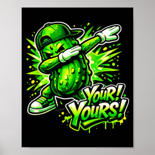 Póster Hombre vegetal verde pepino divertido haciendo dab