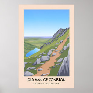 Póster Hombre Viejo De Coniston Lago Distrito Cartel De V