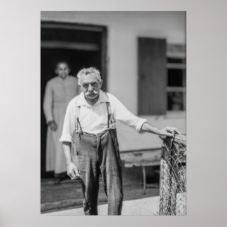 Póster Hombre viejo europeo negro y blanco de 1968 en sus