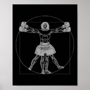 Póster Hombre vitruviano de Da Vinci Muay Thai Mma pelea