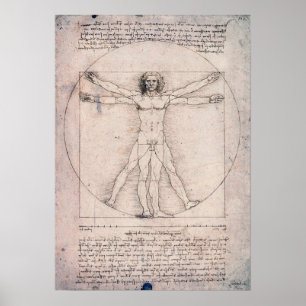 Póster Hombre vitruviano, Leonardo da Vinci