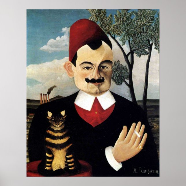 Póster Hombre y gato, Henri Rousseau (Frente)