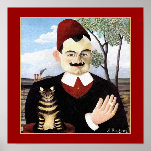Póster Hombre y gato por Henri Rousseau (Frente)