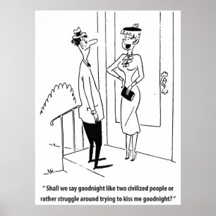 Póster Hombre y mujer en una cita, humor, vintage