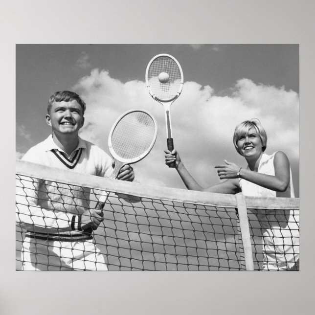 Póster Hombre y mujer jugando al tenis (Frente)