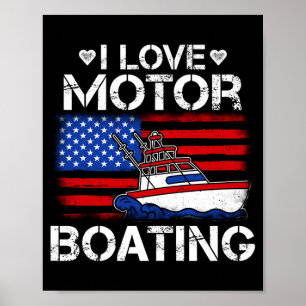 Póster Hombres aman el motorboating patriótico bandera am