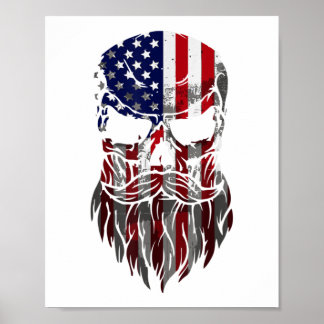 Póster Hombres Americanos de Calavera de Barba