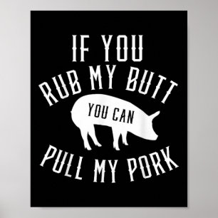 Póster Hombres asando T Shirt Gracioso Gift Pork Bbq Smok