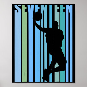 Póster Hombres baloncesto retro cumpleaños 17 niños chico