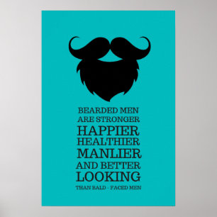 Póster Hombres Barbudo Divertido Cita