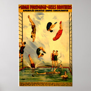 Póster Hombres buceando en Pool Vintage Poster Circus 189