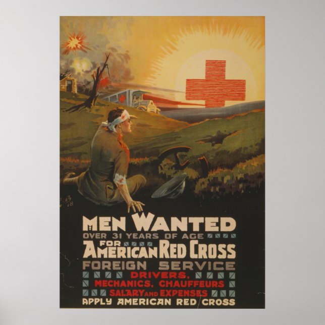 Póster Hombres buscados por la Cruz Roja Americana (Frente)