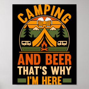 Póster Hombres campamento cerveza vida campamento bosque 