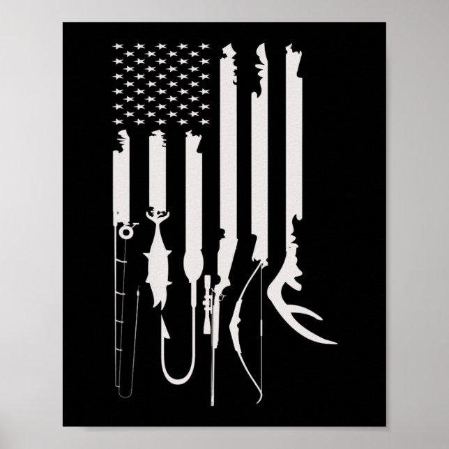 Póster Hombres cazando pescadores Bandera de Estados Unid (Frente)
