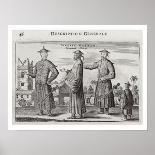 Póster Hombres chinos, una descripción general de una cue