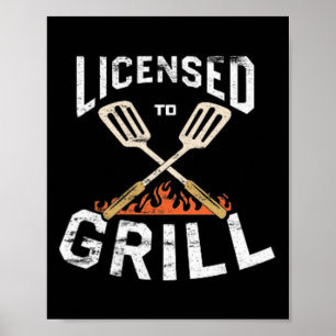 Póster Hombres Con Licencia Para Grill Pocket Emblem Bbq