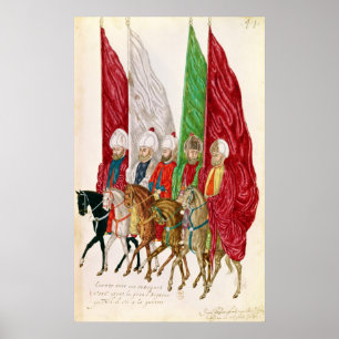 Póster Hombres con los estándares que siguen el Seigneur