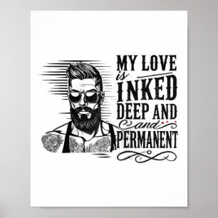 Póster Hombres contra San Valentín de hombre tatuado en T