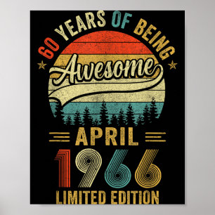 Póster Hombres cumpleaños 60 años vintage abril 1966