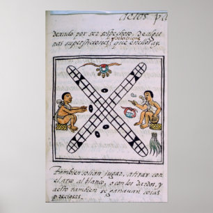 Póster Hombres de azteca apostando Patoli