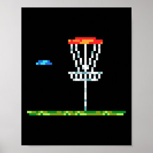 Póster Hombres de Disc Golf Canasta de 8 bits de Disc Gol