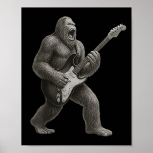 Póster Hombres De Guitarra De Pie Grande Jugando Rock Y R