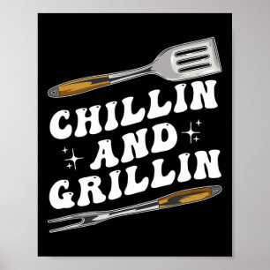 Póster Hombres Divertidos Bbq Relajándose Y Asando