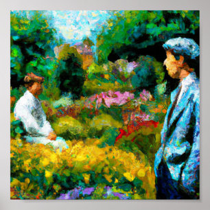 Póster Hombres en el Jardín