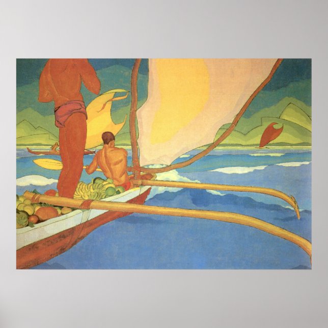 PÓSTER HOMBRES EN UNA CANOA EXTRAÑA DIRIGIDA A LA PLATA (Frente)