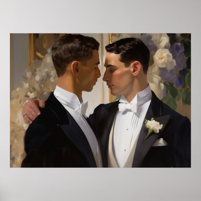 Póster Hombres gay en su día de bodas (Frente)