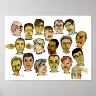 Póster Hombres graciosos con caras tontas