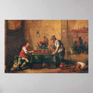 Póster Hombres jugando chaquete en una taberna